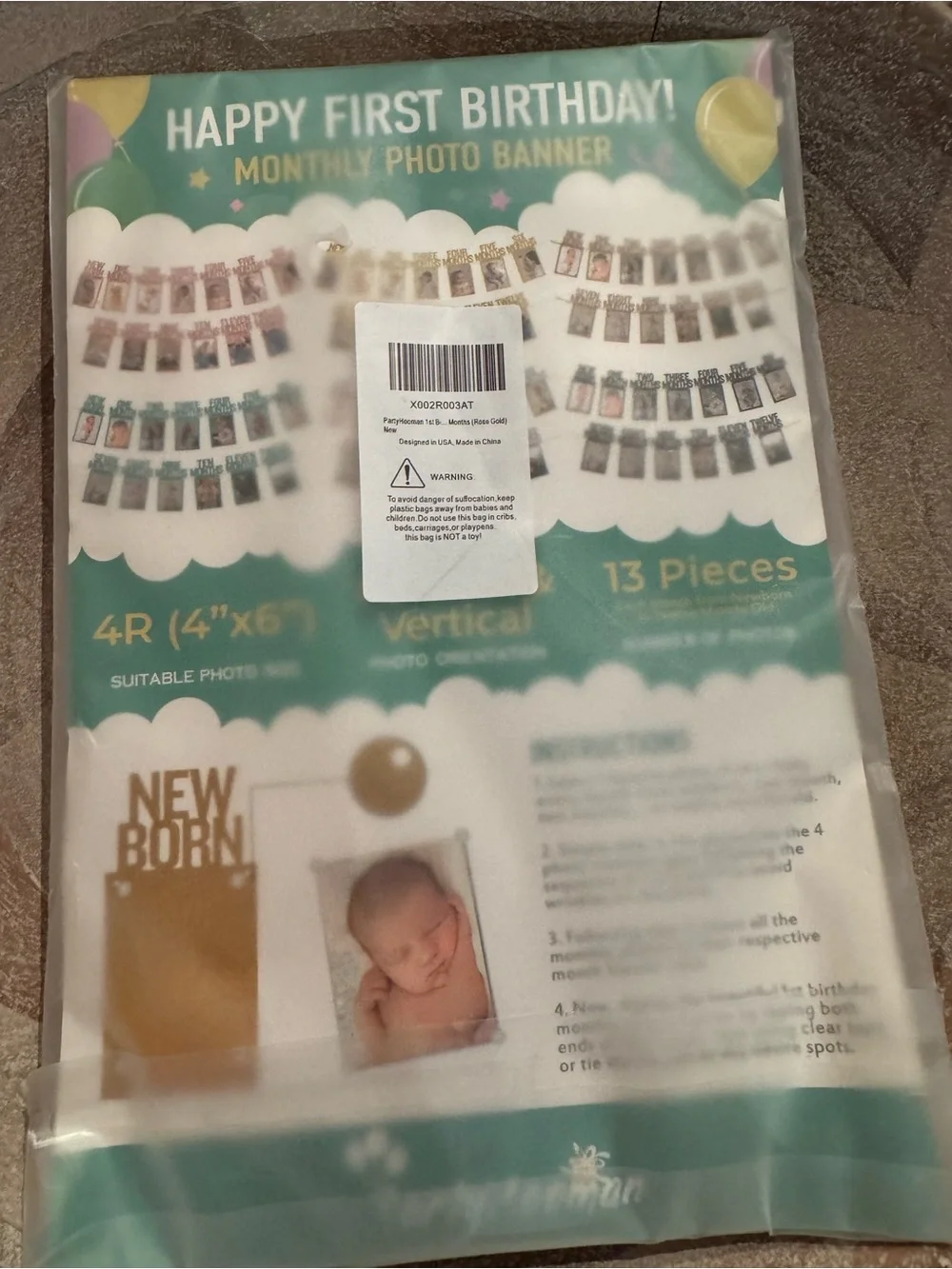 Pink Photo Banner - Happy First Birthday